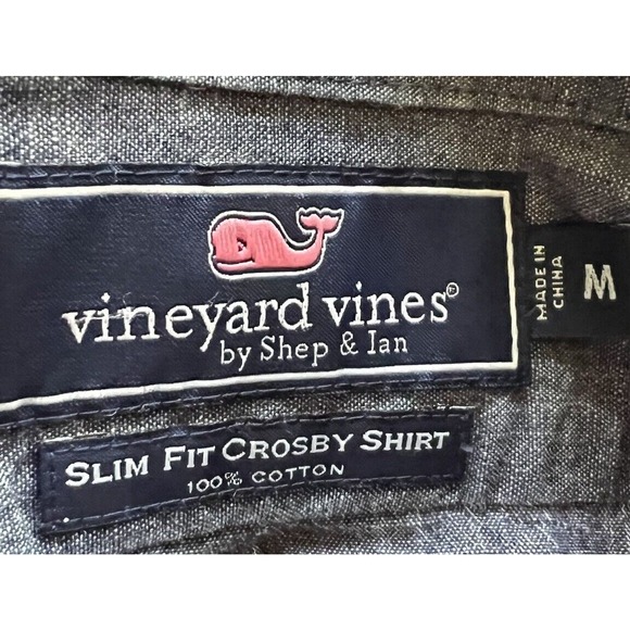 Vineyard Vines Slim Fit Crosby Mens Dress Shirt By Shep & Ian Blue Medium - Picture 7 of 10